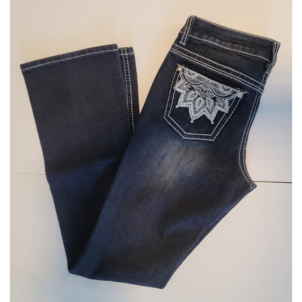 Warehouse One Premium Women's Mid Rise Bootcut Jeans Size 26 Reg Dark Wash Rhine